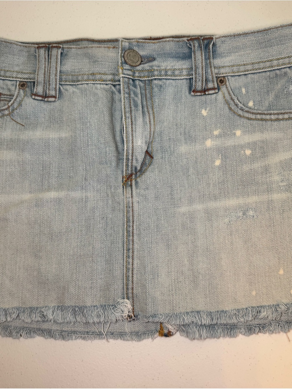 Abercrombie & Fitch Light Blue Distressed Denim Mini Skirt